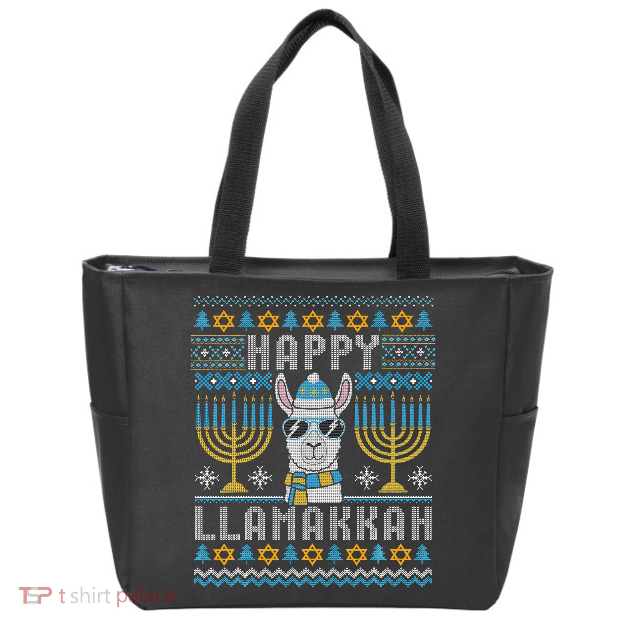 Funny Ugly Hanukkah Sweater Llama Llamakkah Gift Tote Bag