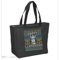 Funny Ugly Hanukkah Sweater Llama Llamakkah Gift Tote Bag thumb 2