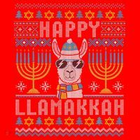 Funny Ugly Hanukkah Sweater Llama Llamakkah Gift Santa Hat thumb 1