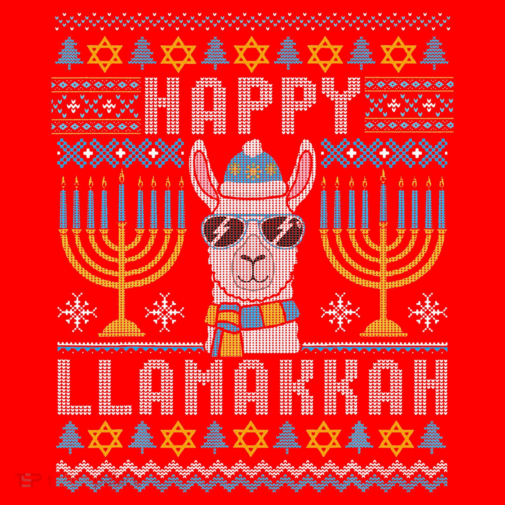 Funny Ugly Hanukkah Sweater Llama Llamakkah Gift Santa Hat
