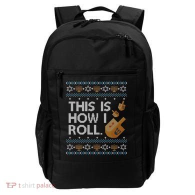 Funny Ugly Hanukkah Sweater How I Roll Dreidel Backpack