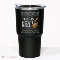 Funny Ugly Hanukkah Sweater How I Roll Dreidel Tumbler thumb 0
