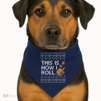 Funny Ugly Hanukkah Sweater How I Roll Dreidel USA-Made Doggie Bandana thumb 1