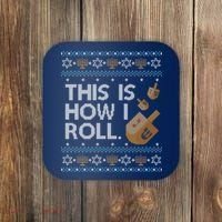 Funny Ugly Hanukkah Sweater How I Roll Dreidel Coaster thumb 0