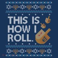 Funny Ugly Hanukkah Sweater How I Roll Dreidel Coaster thumb 2