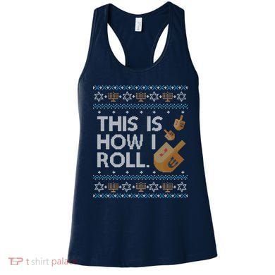 Funny Ugly Hanukkah Sweater How I Roll Dreidel Women's Tank Top