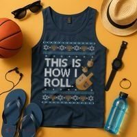 Funny Ugly Hanukkah Sweater How I Roll Dreidel Tank Top thumb 4
