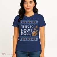 Funny Ugly Hanukkah Sweater How I Roll Dreidel Women's T-Shirt thumb 4