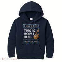 Funny Ugly Hanukkah Sweater How I Roll Dreidel Kids Hoodie thumb 0