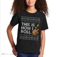 Funny Ugly Hanukkah Sweater How I Roll Dreidel Kids T-Shirt thumb 2
