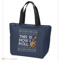 Funny Ugly Hanukkah Sweater How I Roll Dreidel Tote Bag thumb 3