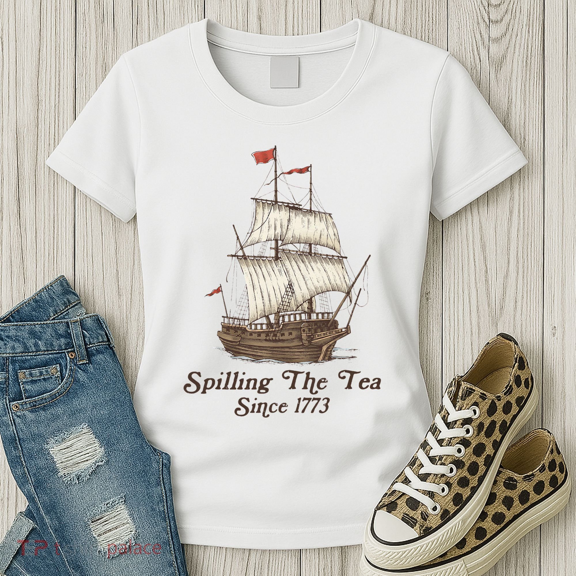 Funny Us History Teacher Boston Spilling The Tea Since 1773 Women's T-Shirt
