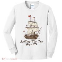 Funny Us History Teacher Boston Spilling The Tea Since 1773 Kids Long Sleeve Shirt thumb 0