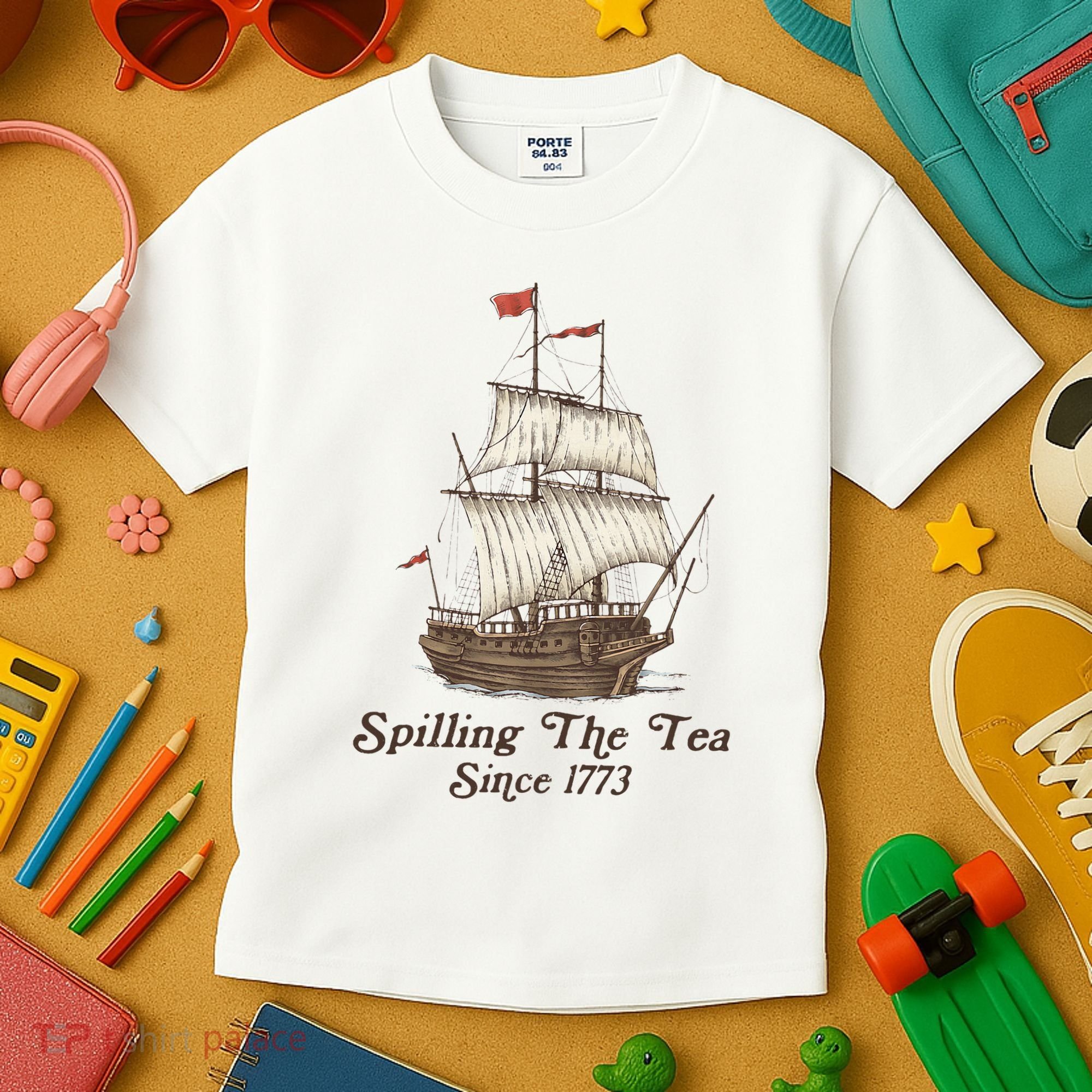 Funny Us History Teacher Boston Spilling The Tea Since 1773 Kids T-Shirt