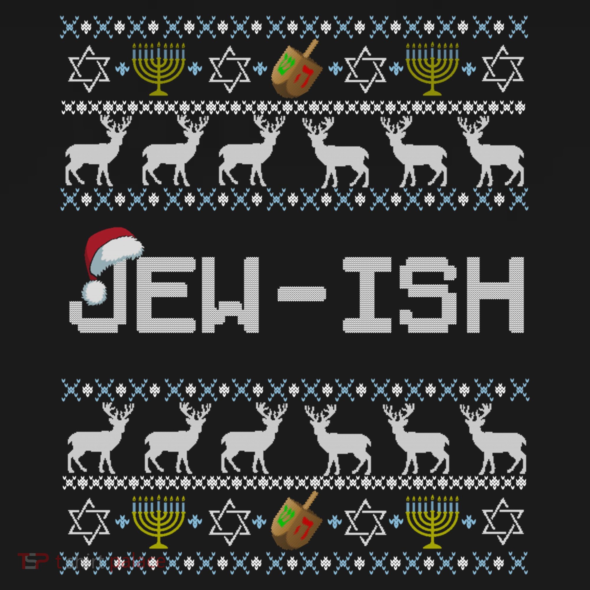 Fun Ugly Hanukkah Sweater Jewgiftish Santa Hat Merry Christmas Gift Ornament