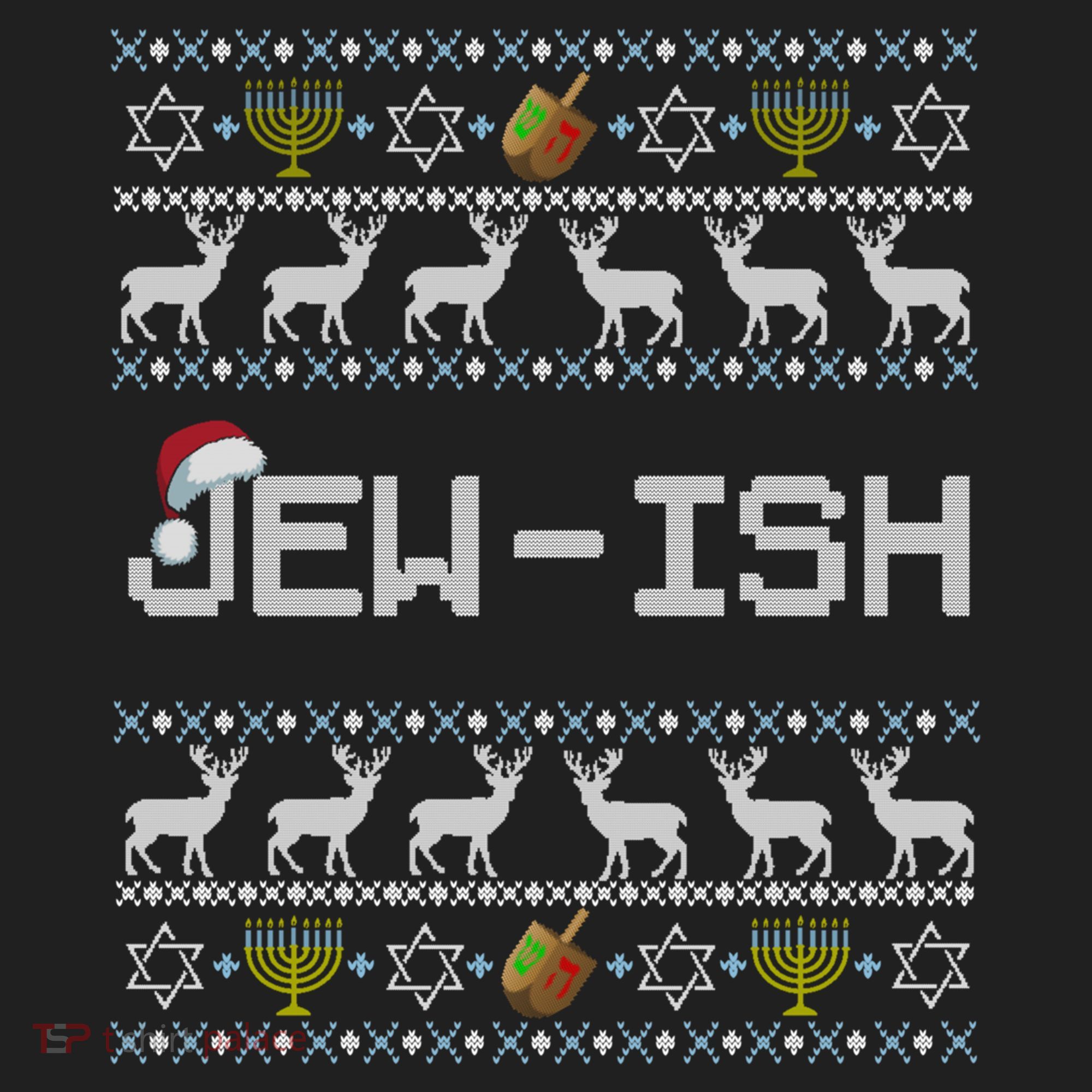 Fun Ugly Hanukkah Sweater Jewgiftish Santa Hat Merry Christmas Gift Hat