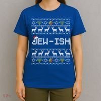 Fun Ugly Hanukkah Sweater Jewgiftish Santa Hat Merry Christmas Gift T-Shirt thumb 4