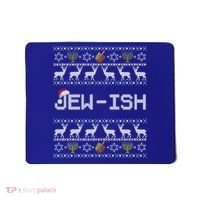 Fun Ugly Hanukkah Sweater Jewgiftish Santa Hat Merry Christmas Gift Mousepad thumb 0