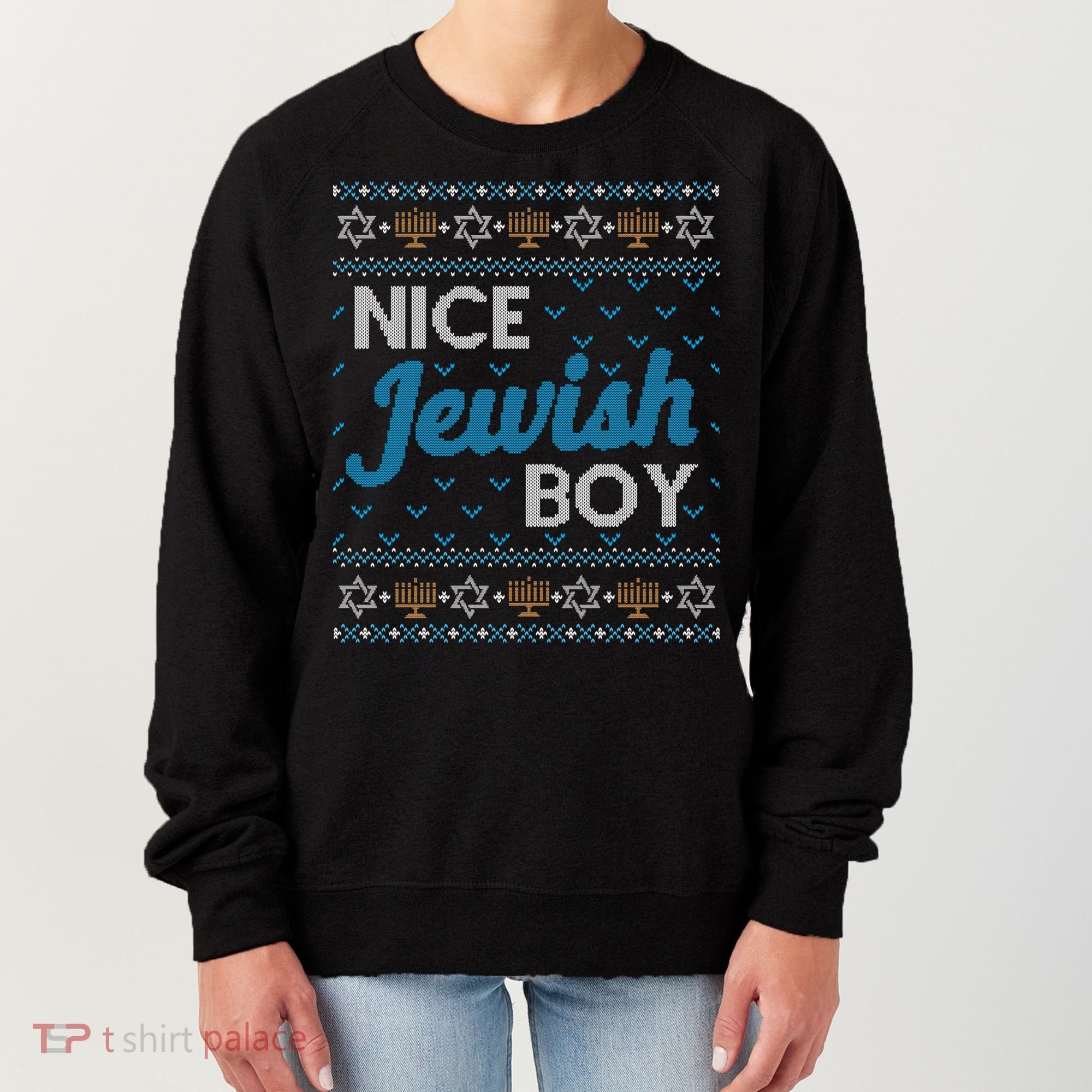 Funny Ugly Hanukkah Sweater Nice Jewish Boy Matching Women's Sweatshirt