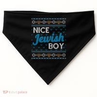Funny Ugly Hanukkah Sweater Nice Jewish Boy Matching USA-Made Doggie Bandana thumb 0