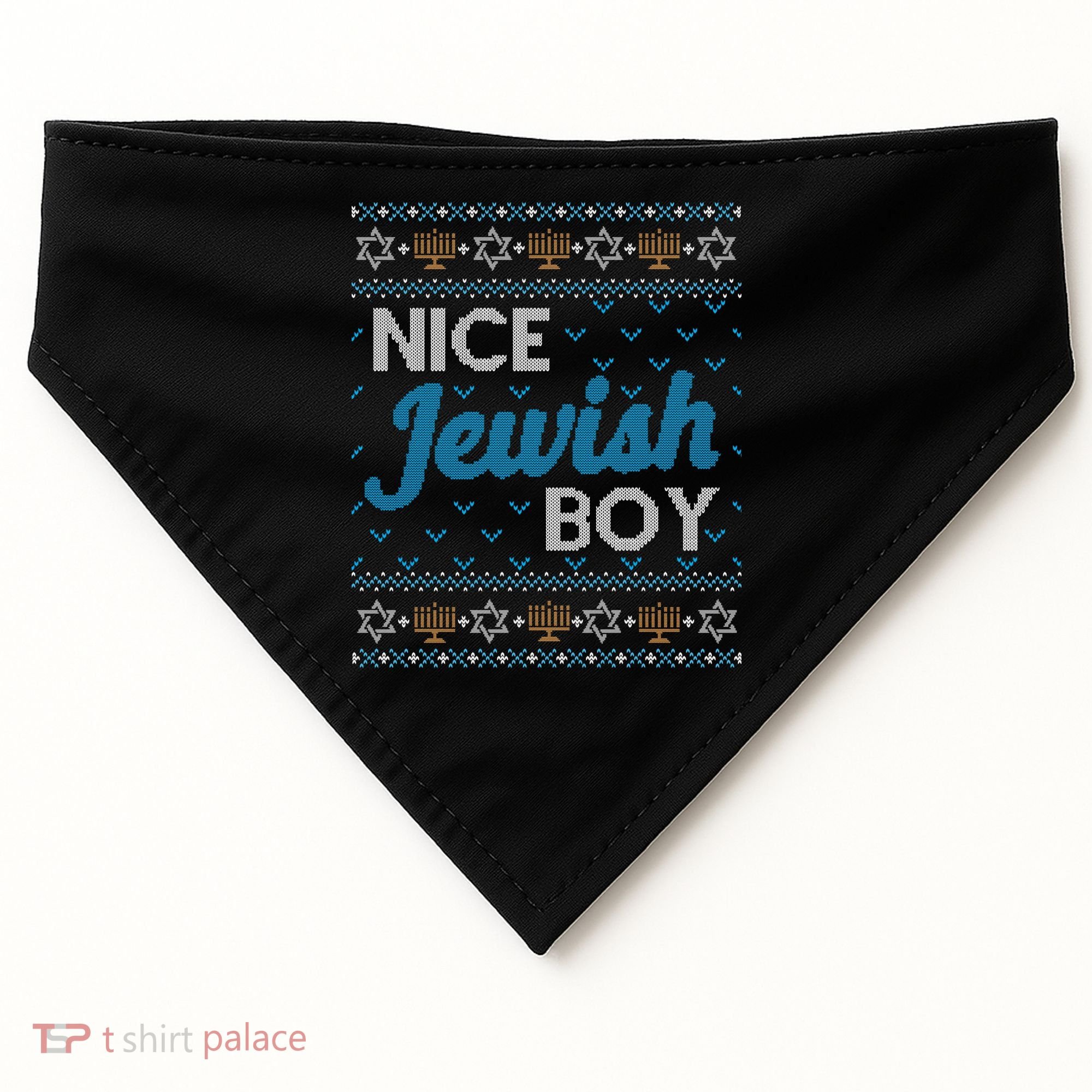 Funny Ugly Hanukkah Sweater Nice Jewish Boy Matching USA-Made Doggie Bandana