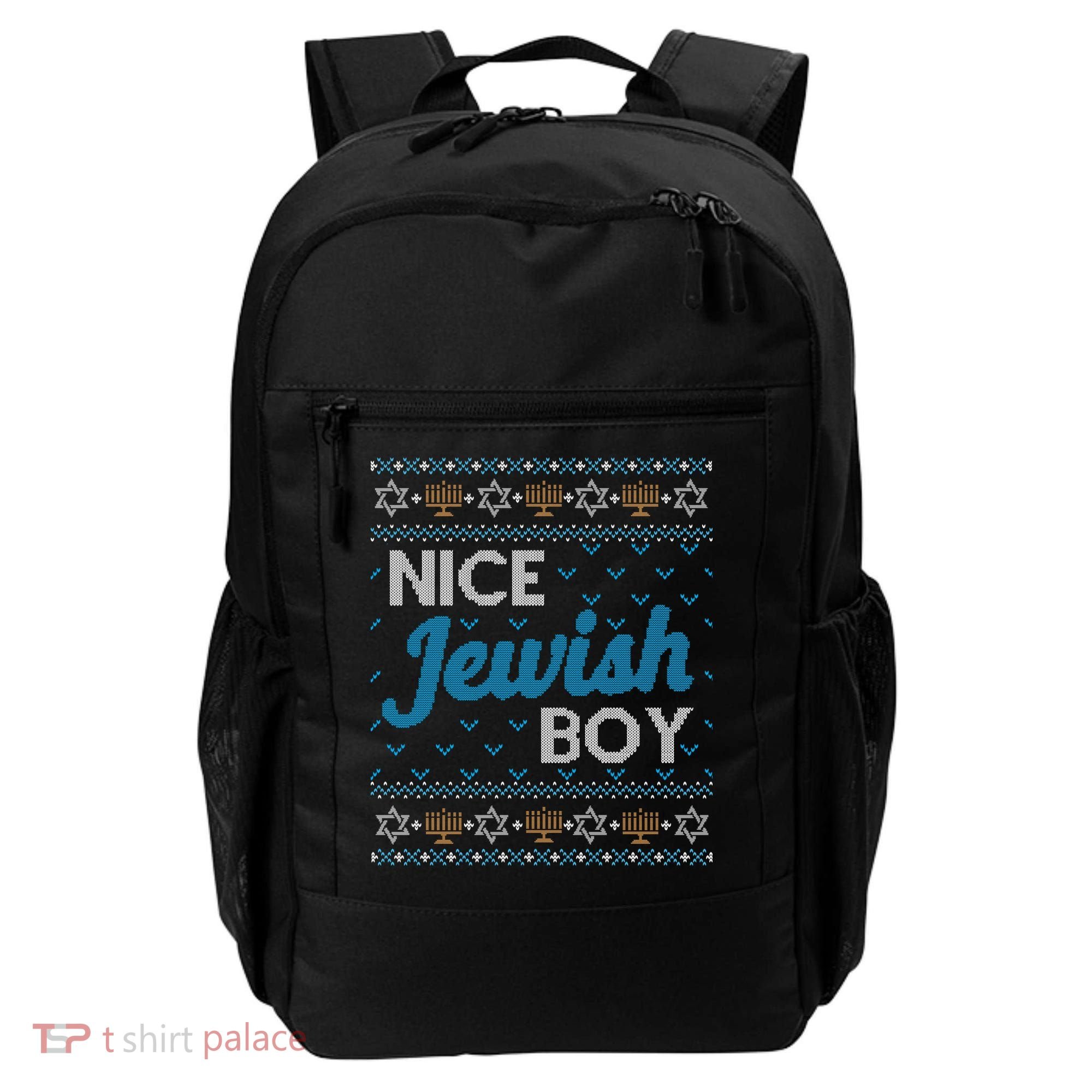 Funny Ugly Hanukkah Sweater Nice Jewish Boy Matching Backpack