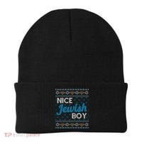 Funny Ugly Hanukkah Sweater Nice Jewish Boy Matching Beanie thumb 0