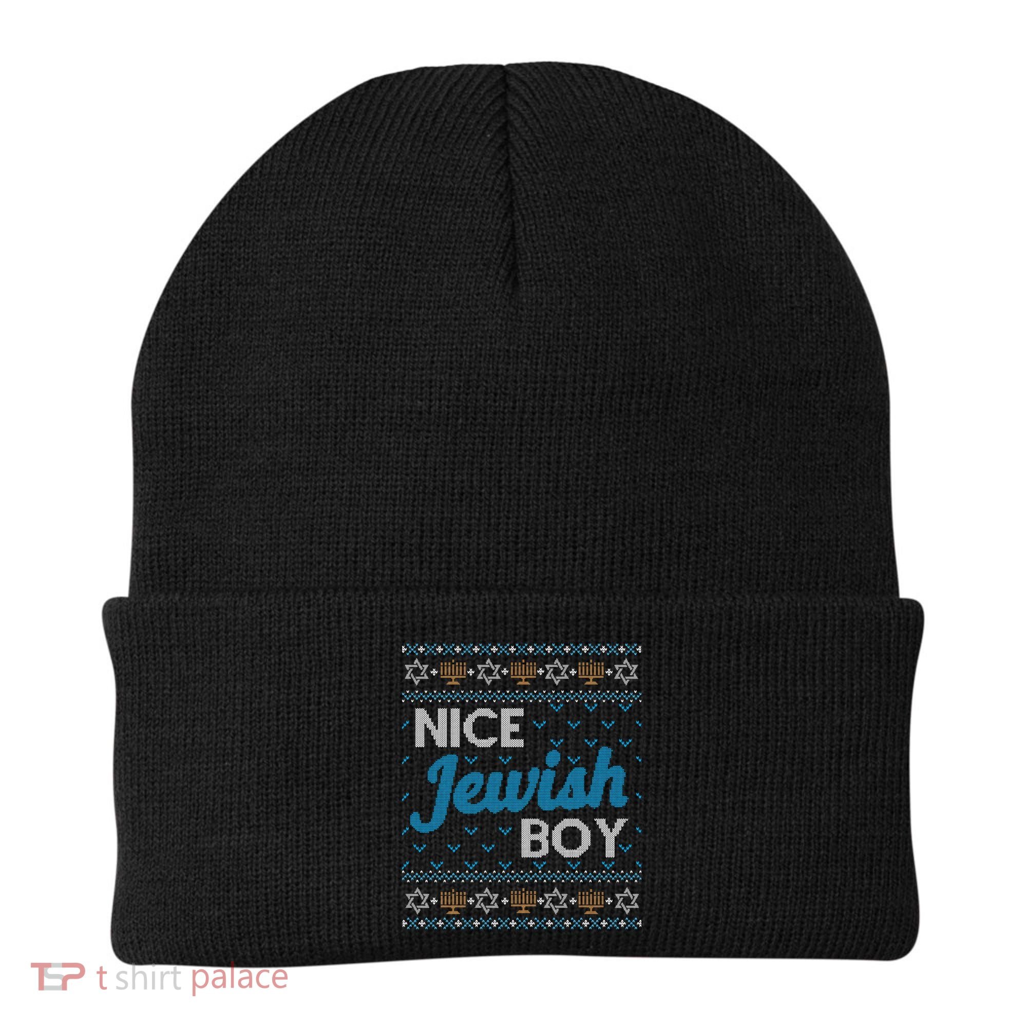 Funny Ugly Hanukkah Sweater Nice Jewish Boy Matching Beanie