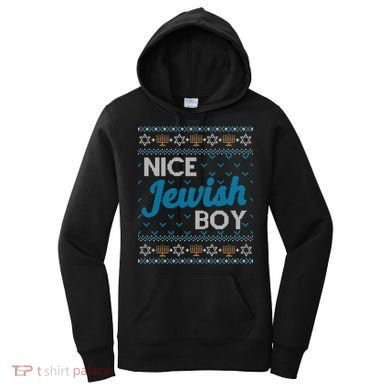 Funny Ugly Hanukkah Sweater Nice Jewish Boy Matching Women's Hoodie
