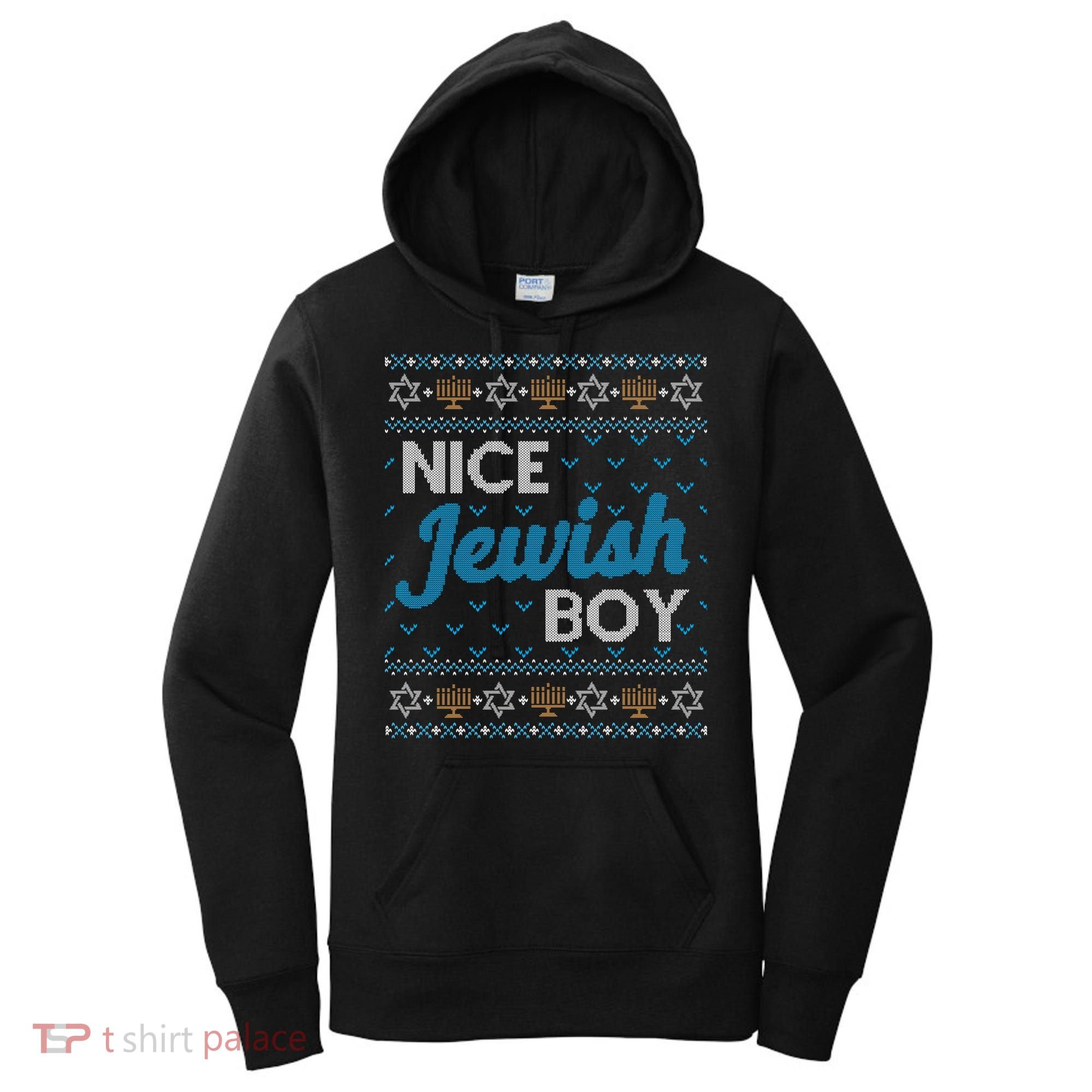 Funny Ugly Hanukkah Sweater Nice Jewish Boy Matching Women's Hoodie