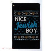 Funny Ugly Hanukkah Sweater Nice Jewish Boy Matching Golf Towel thumb 0