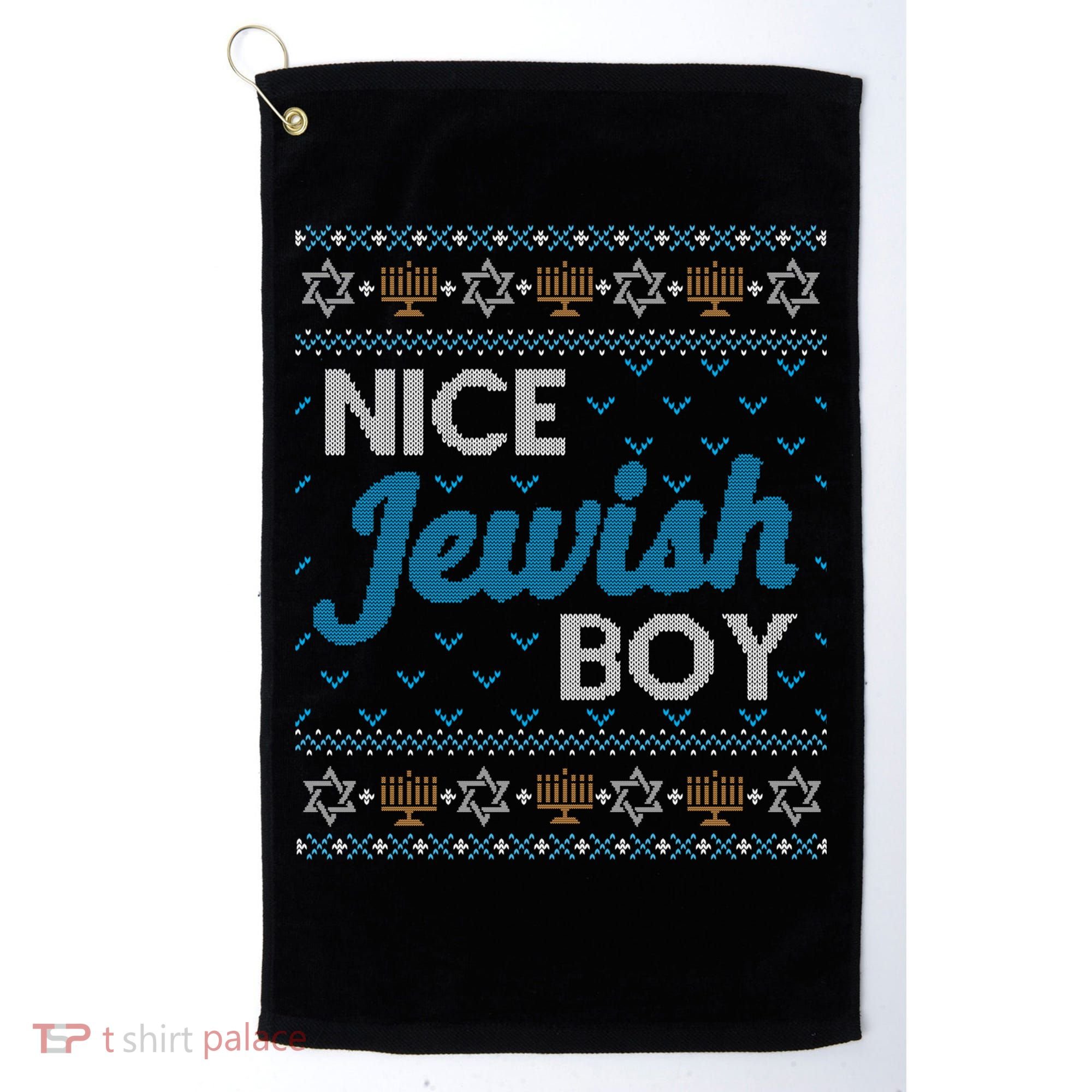 Funny Ugly Hanukkah Sweater Nice Jewish Boy Matching Golf Towel