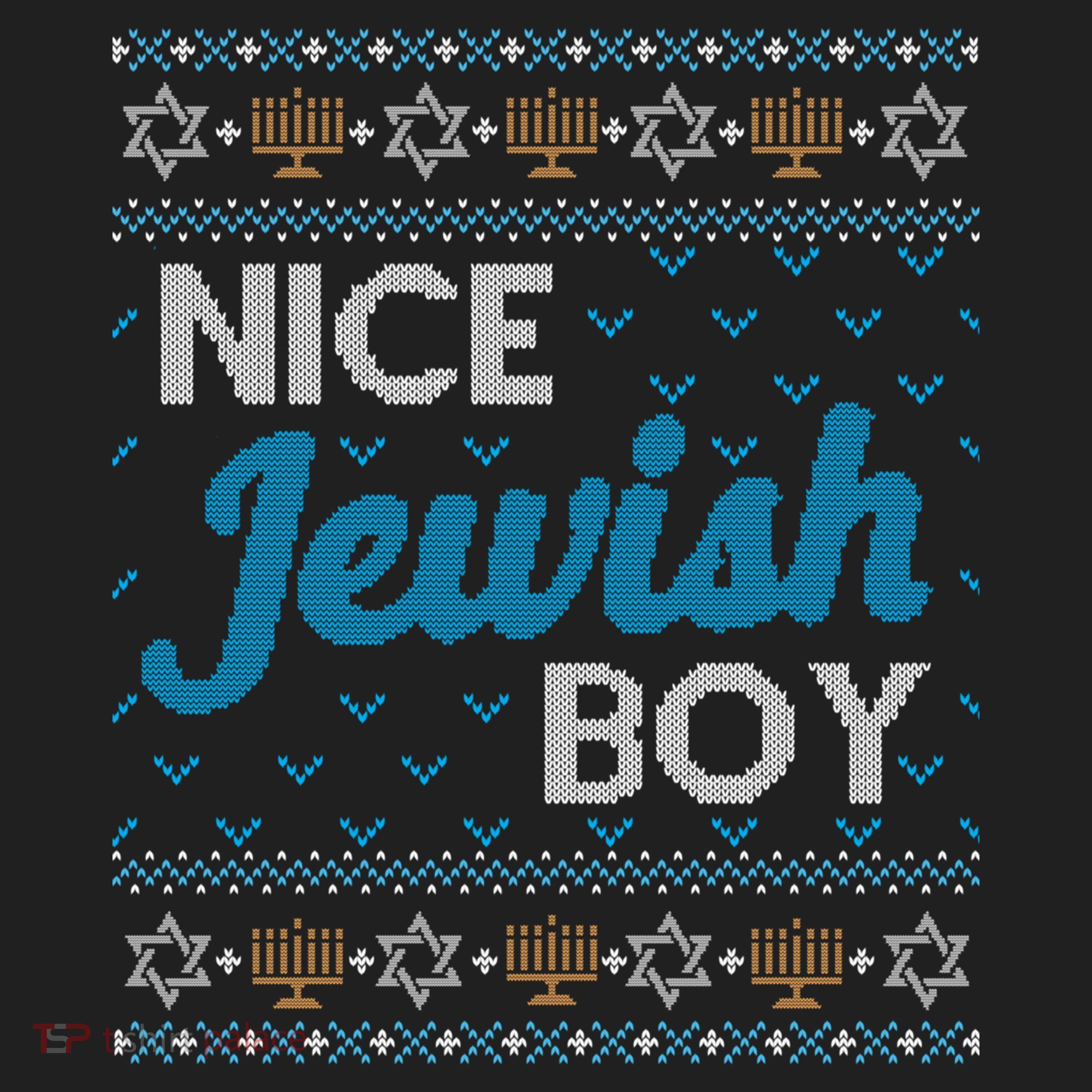 Funny Ugly Hanukkah Sweater Nice Jewish Boy Matching Golf Towel