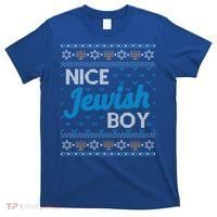 Funny Ugly Hanukkah Sweater Nice Jewish Boy Matching T-Shirt thumb 0