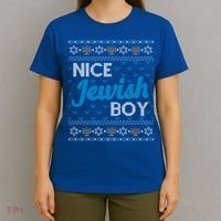 Funny Ugly Hanukkah Sweater Nice Jewish Boy Matching T-Shirt thumb 4