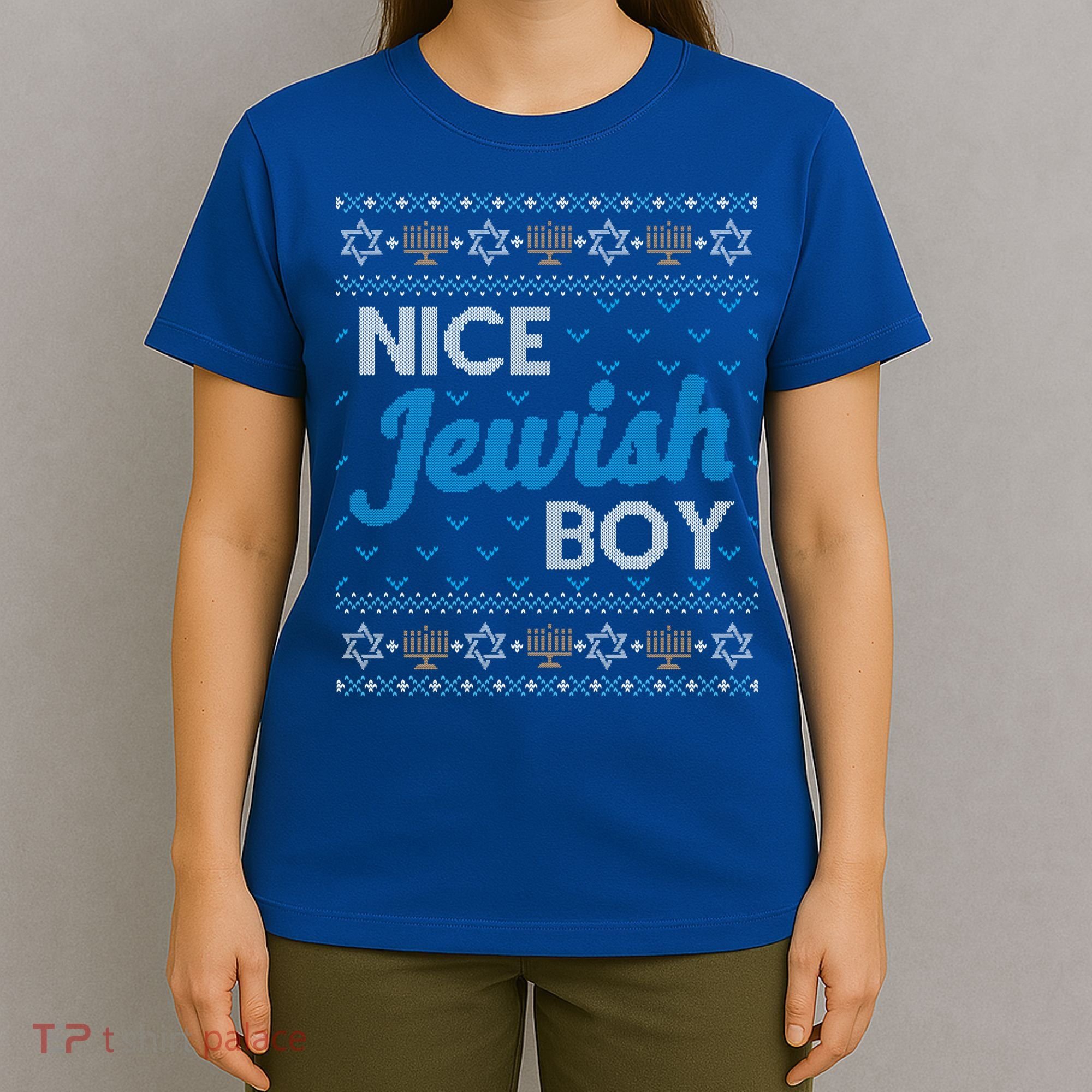 Funny Ugly Hanukkah Sweater Nice Jewish Boy Matching T-Shirt