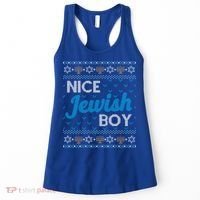 Funny Ugly Hanukkah Sweater Nice Jewish Boy Matching Women's Tank Top thumb 0