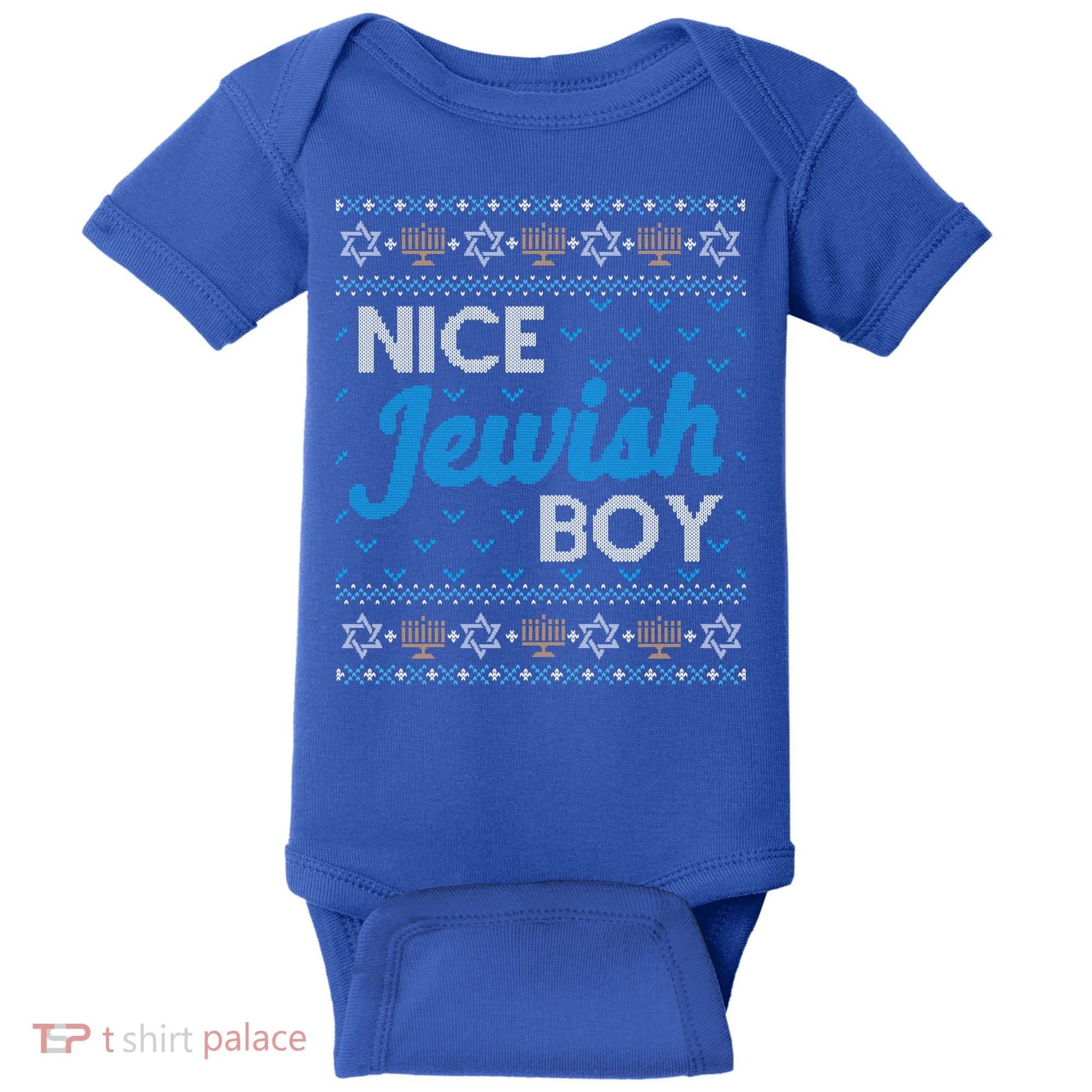 Funny Ugly Hanukkah Sweater Nice Jewish Boy Matching Baby Bodysuit