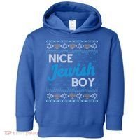 Funny Ugly Hanukkah Sweater Nice Jewish Boy Matching Toddler Hoodie thumb 0