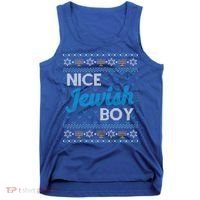 Funny Ugly Hanukkah Sweater Nice Jewish Boy Matching Tank Top thumb 0