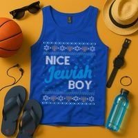 Funny Ugly Hanukkah Sweater Nice Jewish Boy Matching Tank Top thumb 4