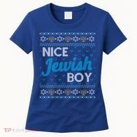 Funny Ugly Hanukkah Sweater Nice Jewish Boy Matching Women's T-Shirt thumb 0