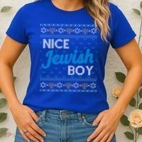 Funny Ugly Hanukkah Sweater Nice Jewish Boy Matching Women's T-Shirt thumb 2