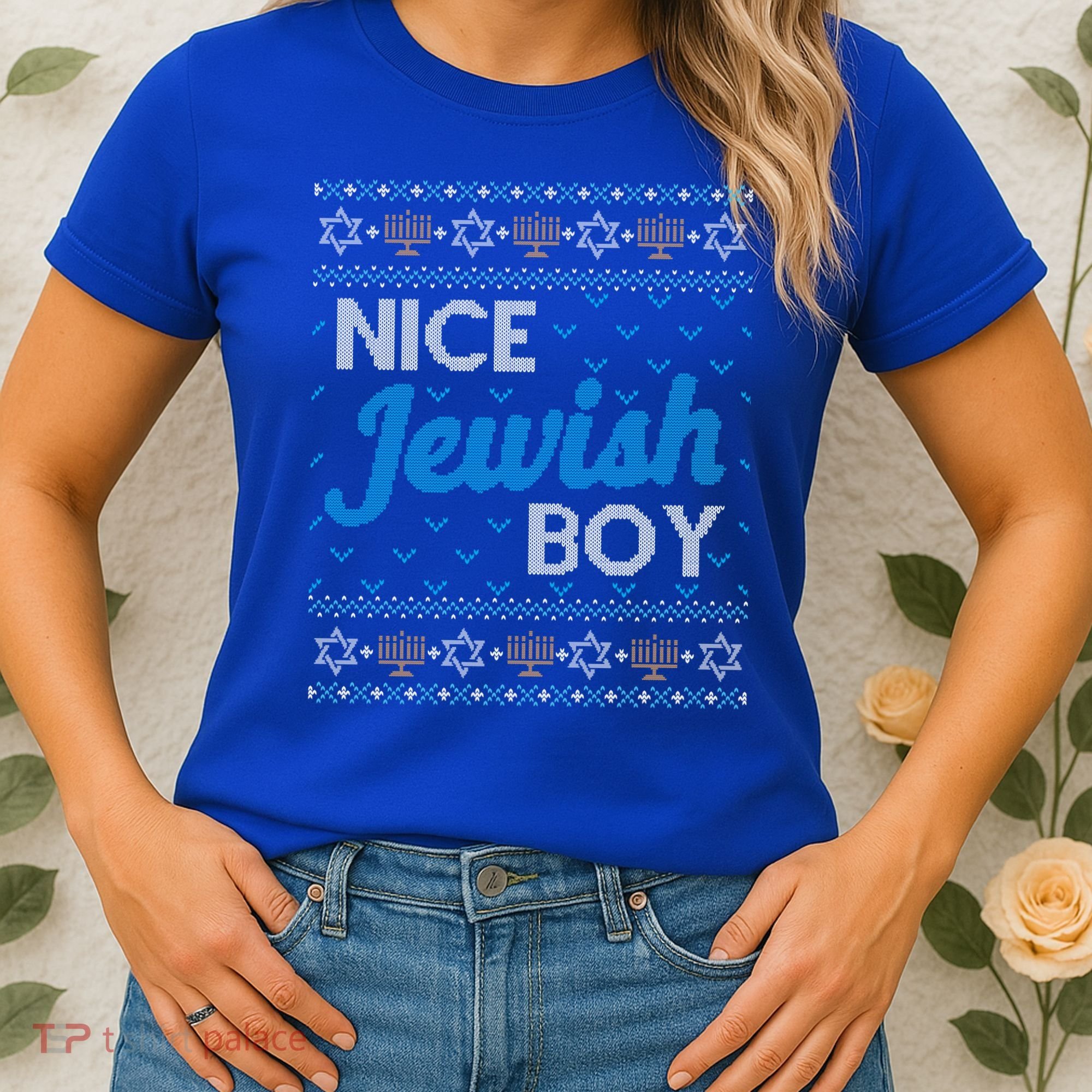 Funny Ugly Hanukkah Sweater Nice Jewish Boy Matching Women's T-Shirt