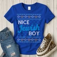 Funny Ugly Hanukkah Sweater Nice Jewish Boy Matching Women's T-Shirt thumb 3