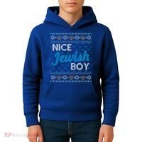 Funny Ugly Hanukkah Sweater Nice Jewish Boy Matching Kids Hoodie thumb 4