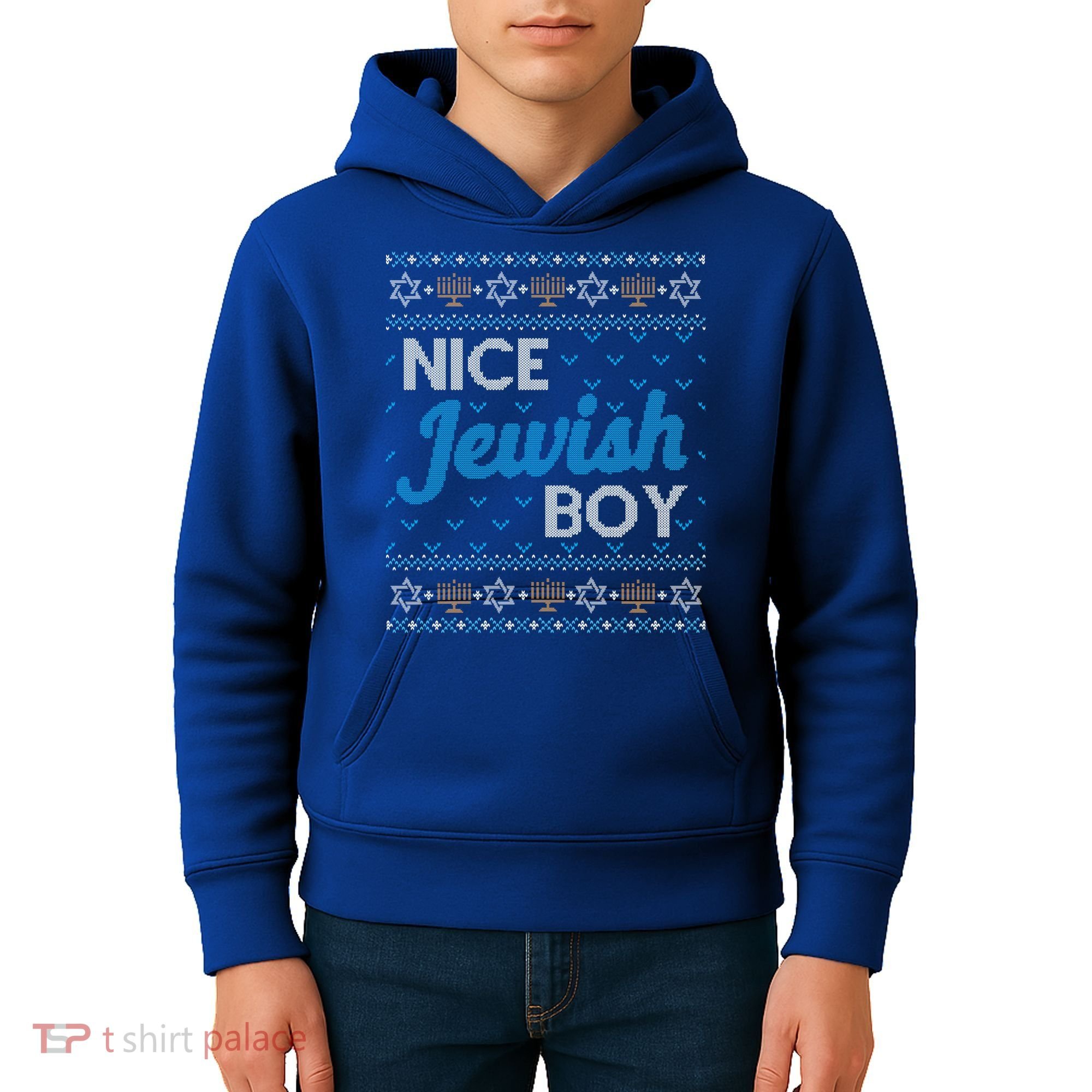 Funny Ugly Hanukkah Sweater Nice Jewish Boy Matching Kids Hoodie
