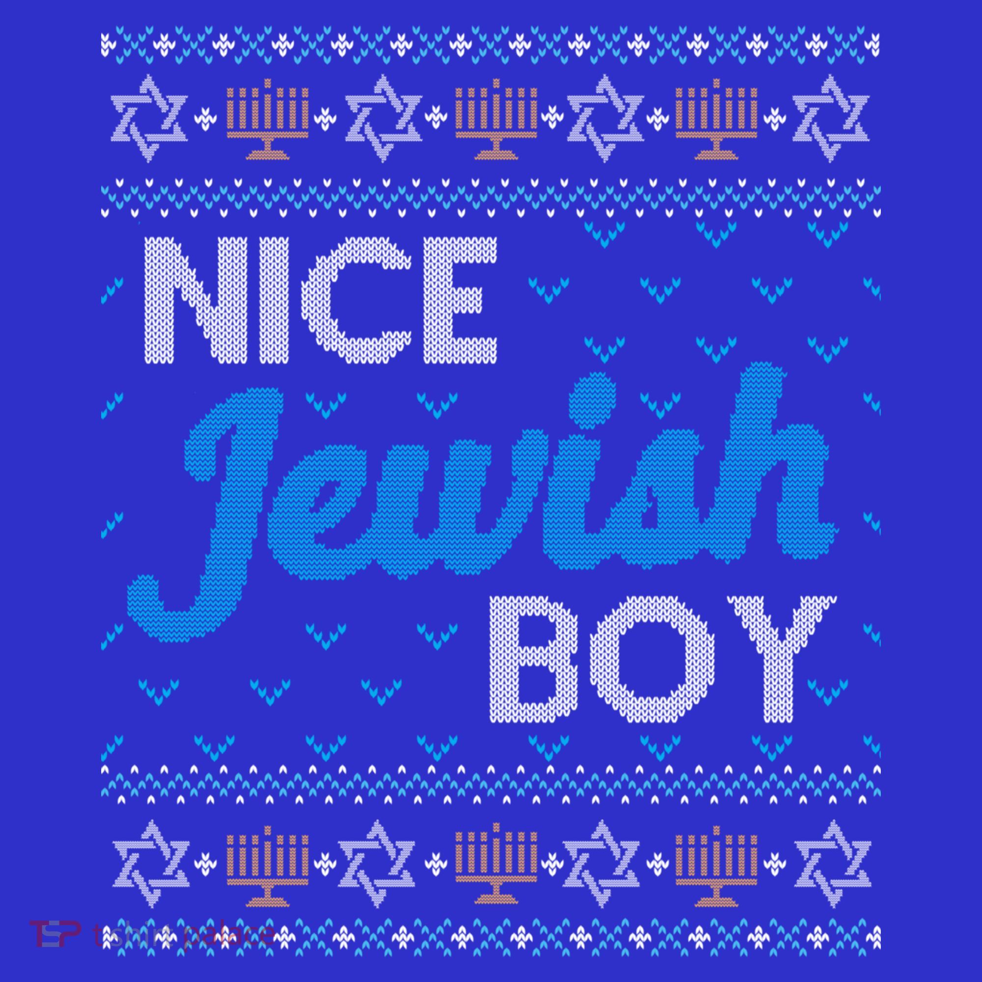 Funny Ugly Hanukkah Sweater Nice Jewish Boy Matching Kids Hoodie