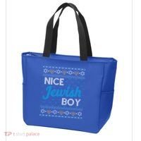 Funny Ugly Hanukkah Sweater Nice Jewish Boy Matching Tote Bag thumb 3
