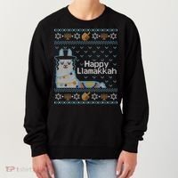 Funny Ugly Hanukkah Sweater Llama Llamakkah Gift Women's Sweatshirt thumb 0